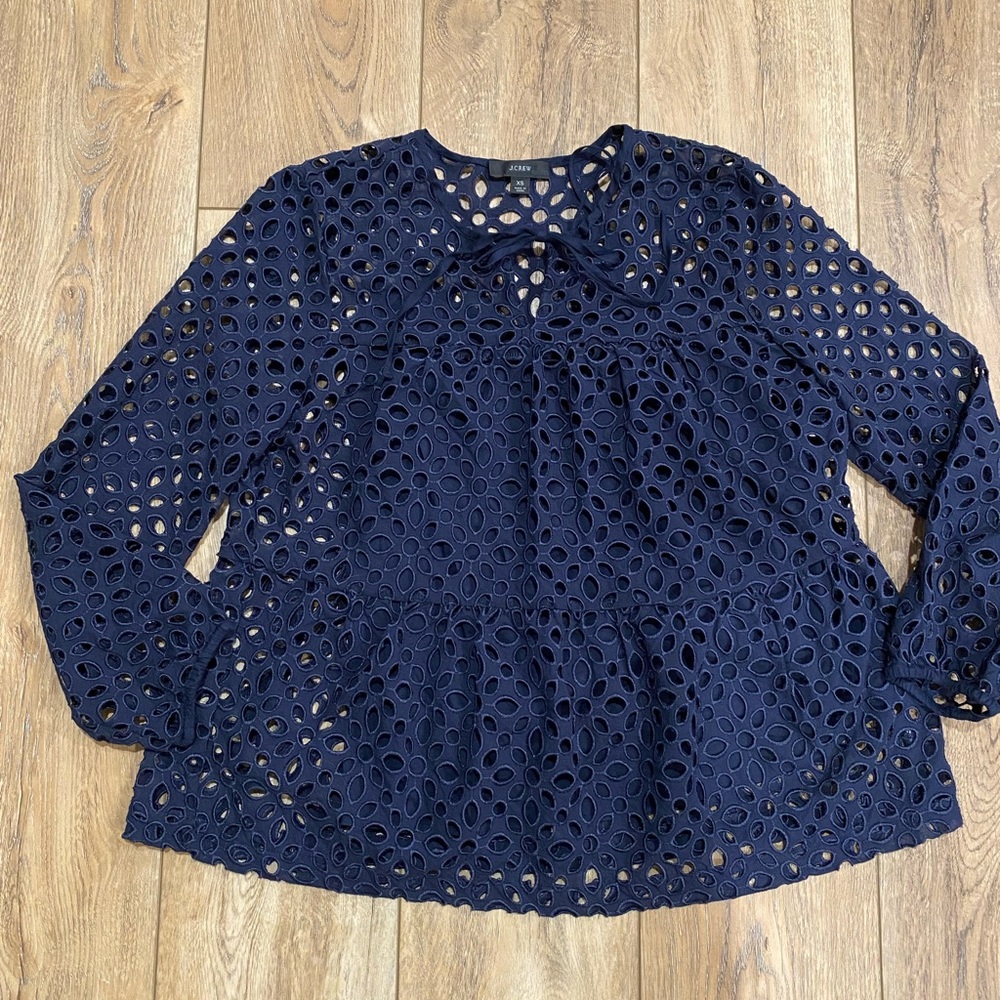 J Crew Tiered Top in Embroidered Eyelet